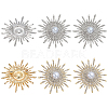 6Pcs 2 Colors Sun Alloy Rhinestone Brocches JEWB-FG0001-41-1