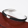 304 Stainless Steel Microfiber Leather Cord Cuff Bangles BJEW-D304-14P-01-5