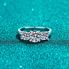 Rhodium Plated 925 Sterling Silver Pave 8.2x4.9mm Moissanite Finger Rings WG3C802-11-1