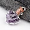 Heart Glass Bottle with Amethyst inside Pendants PALLOY-JF00172-04-1