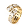 304 Stainless Steel Pave Cubic Zirconia Cuff Open Rings for Women SA-CBAABBA-05G-3