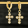Brass Cross Hoop Earrings FE5671-2