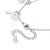 Natural Rose Quartz Chips & Cat Charms Anklet AJEW-AN00512-03-4
