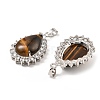 Natural Tiger Eye & Rhinestone Pendants G-K338-31P-09-2