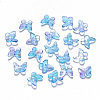 Two Tone Transparent Spray Painted Glass Charms GLAA-T016-22C-1
