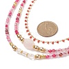 Natural Rose Quartz & Agate Beaded Necklaces Sets for Women NJEW-JN04129-3