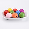 Mixed Color Smiling Face Ball Natural Wooden Chunky Beads Nice for Children's Day Gift Making X-TB317Y-4
