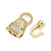 Brass Micro Pave Cubic Zirconia Fold Over Clasps ZIRC-L062-K01-G-2