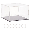 Rectangle Transparent Acrylic Minifigures Display Boxes with Black Base ODIS-WH0030-51B-1