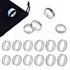 Unicraftale 12pcs 6 Sizes Stainless Steel Grooved Finger Ring Settings STAS-UN0024-31-1