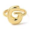 Initials Brass Open Cuff Ring for Women RJEW-N046-02G-G-2
