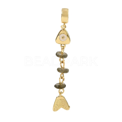 Brass Pave Cubic Zirconia Clear Cubic Zirconia & Natural Labradorite & Enamel European Dangle Charms GG-CBA3401-01G-B03-1