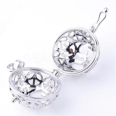 Rack Plating Brass Cage Pendants KK-S751-012P-1