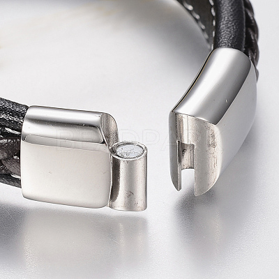 Braided Leather Cord Bracelets BJEW-H561-07C-1