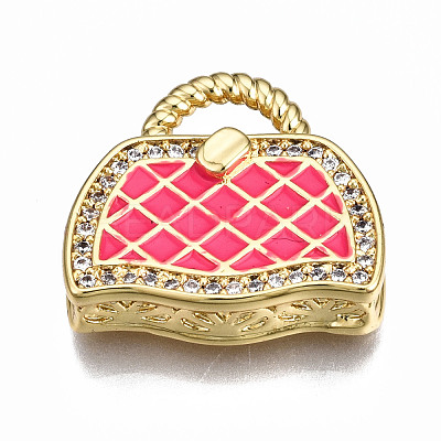 Brass Micro Pave Cubic Zirconia Enamel Pendants ZIRC-Q200-021D-NF-1
