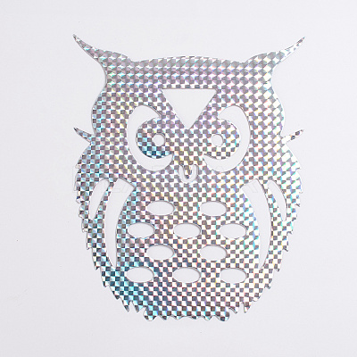 Waterproof Owl Shape Bird Deterrent Stickers AJEW-WH0022-41-1