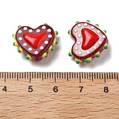 Painted Glass Beads Bumpy Beads Heart X-LAMP-V001-07G-1