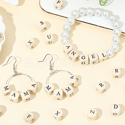 600Pcs Natural Maple Wood Printed Beads WOOD-PA0001-20-1