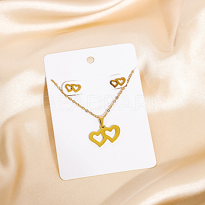 304 Stainless Steel Pendant Necklaces & Stud Earrings Sets WG82A44-14-1