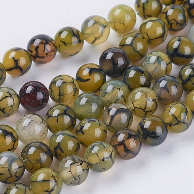 Natural Dragon Veins Agate Beads Strands X-G-G515-8mm-02B-1