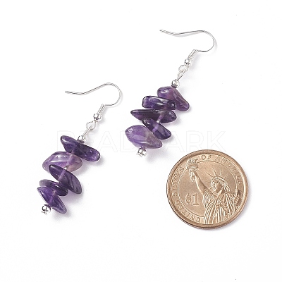 Natural Amethyst Chips Beaded Jewelry Set X-SJEW-JS01232-03-1