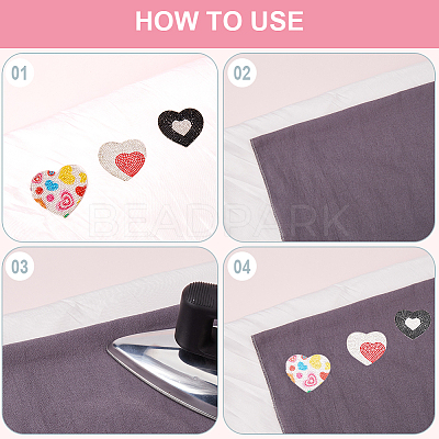 6Pcs 3 Styles Heart Hotfix Rhinestone Patches DIY-GF0010-05-1