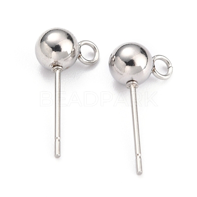Non-Tarnish 304 Stainless Steel Ball Post Stud Earring Findings STAS-Z035-02P-E-1