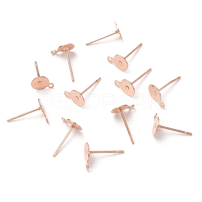 Brass Stud Earring Findings KK-K225-02C-RG-1