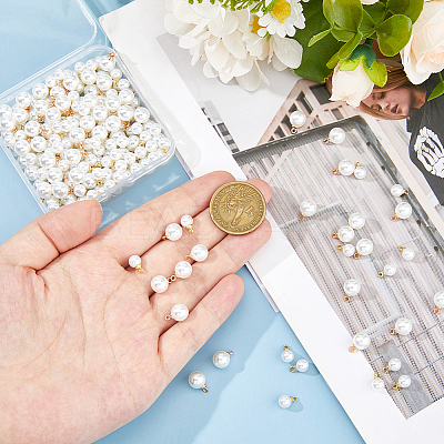 200Pcs 2 Styles ABS Plastic Imitation Pearl Pendants SACR-HS0001-02-1