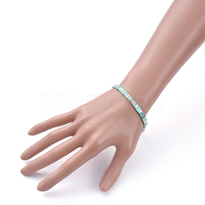 Rectangle Glass Seed Beads Stretch Bracelets BJEW-JB05297-02-1