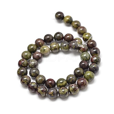Natural Dragon Blood Jasper Round Beads Strands G-P075-04-10mm-1