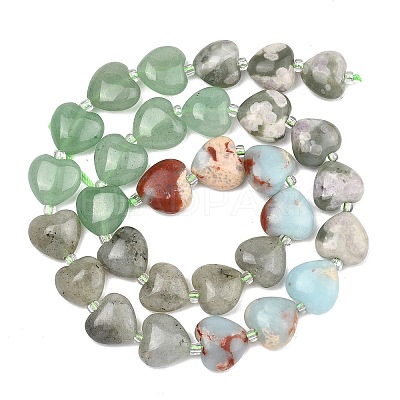Gradient Color Synthetic Shoushan Stone & Natural Peace Jade & Green Aventurine & Labradorite Beads Strands G-B185-A05-1