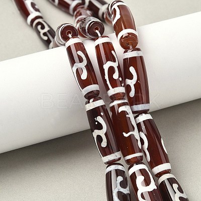 Rice Shape Tibetan Style dZi Beads Strands G-A269-A12-01-1