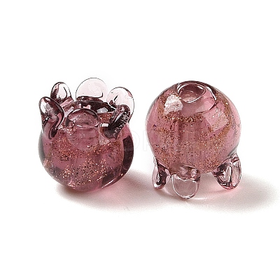 Handmade Gold Foil/Sand Lampwork Glass Beads LAMP-G158-05-1