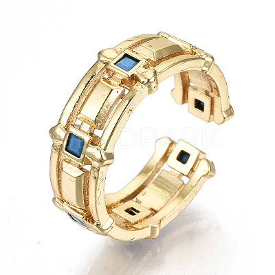 Brass Micro Pave Cubic Zirconia Cuff Rings RJEW-N032-004-NF-1