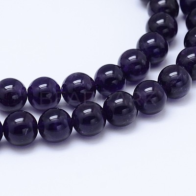 Natural Amethyst Round Bead Strands G-M212-6mm-03C-1