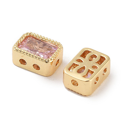 Brass Micro Pave Cubic Zirconia Beads KK-C051-48G-01-1
