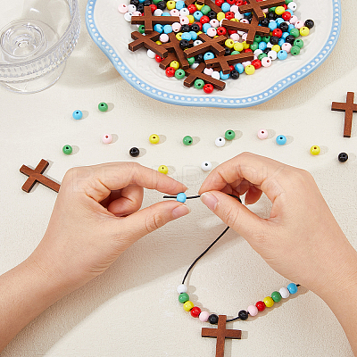 DIY Round & Cross Pendant Necklace Making Kits DIY-DC0004-02B-1