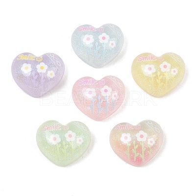 Printed Transparent Resin & Glitter Powder Cabochons RE-CBA9CE8-06-1