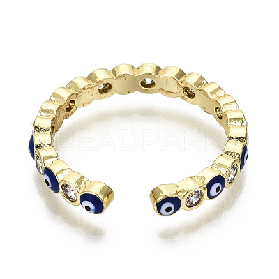 Brass Micro Pave Clear Cubic Zirconia Cuff Rings RJEW-T016-07G-NF-1