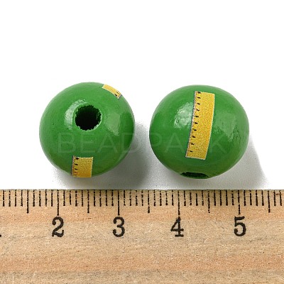 Printed Wood European Beads WOOD-L020-D11-1