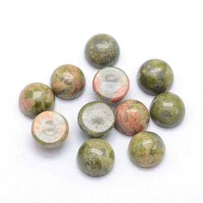 Natural Unakite Cabochons G-P393-R31-6mm-1