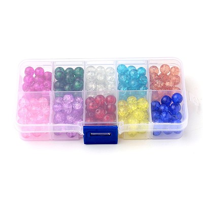 Spray Painted Transparent Crackle Glass Beads Strands CCG-X0002-6mm-B-1