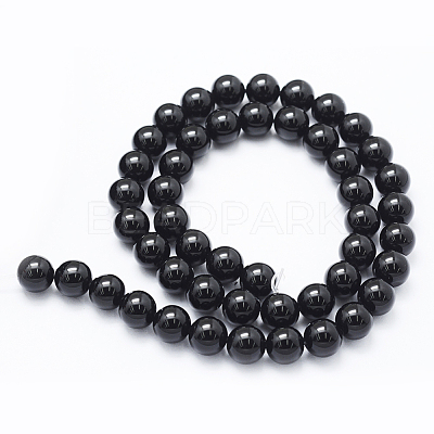 Natural Black Onyx Beads Strands G-E469-08-6mm-1