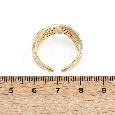 Brass Micro Pave Cubic Zirconia Cuff Rings for Women RJEW-D326-09G-1