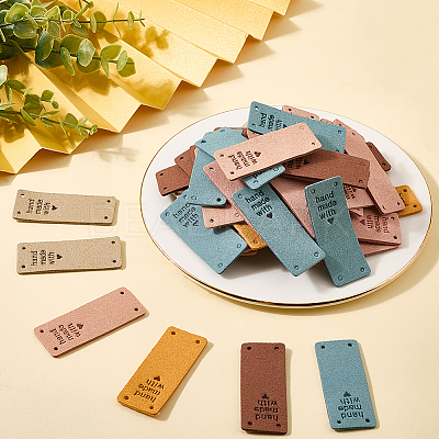 60Pcs 6 Colors Microfiber Leather Labels DIY-CL0002-10-1