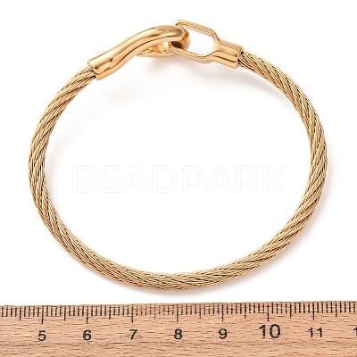 304 Stainless Steel Twisted Rope Cuff Bangles with S Clasps for Women SA-CBA2192-02G-1