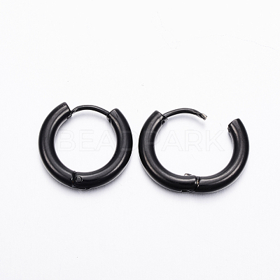 304 Stainless Steel Huggie Hoop Earrings EJEW-F111-16mm-B-1