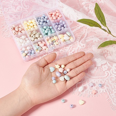 333Pcs 12 Style Spray Painted Acrylic Beads MACR-YW0001-52-1