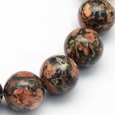 Natural Leopard Skin Jasper Round Beads Strands G-S182-12mm-1